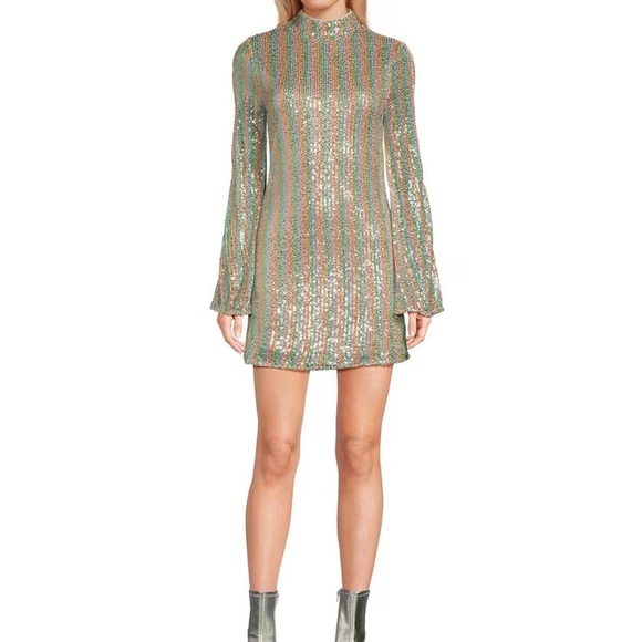 Chelsea & Violet Girls Sequin Bell Bottom Pink Silver Rainbow Pants NEW Size L - Picture 15 of 15